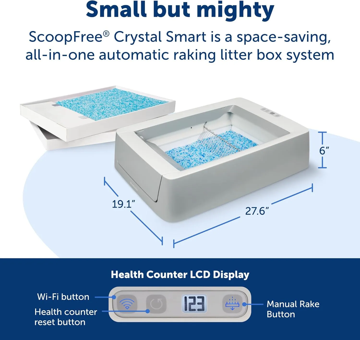 PetSafe ScoopFree Crystal Smart Self-Cleaning Cat Litter Box - WiFi & App Enabled - Hands-Free Cleanup With Disposable Crystal Trays - Less Tracking, Superior Odor Control - Includes a Disposable Tray