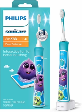 Philips Sonicare for Kids 3  Bluetooth Connected Rechargeable Electric Power Toothbrush, Interactive for Better Brushing, Turquoise, HX6321/02
