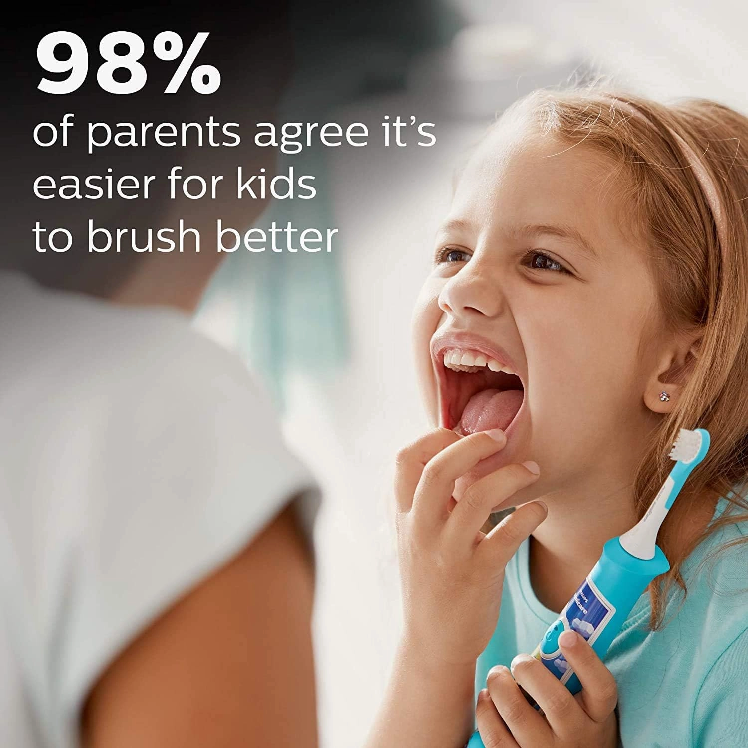 Philips Sonicare for Kids 3  Bluetooth Connected Rechargeable Electric Power Toothbrush, Interactive for Better Brushing, Turquoise, HX6321/02