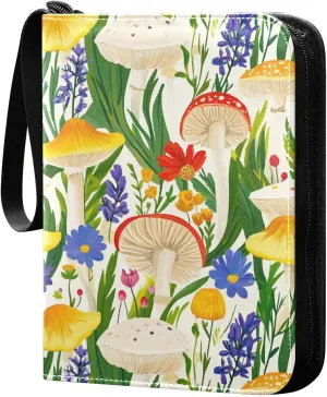 photo album with double sided removable sleeves for game, baseball cards collection Meadow Mushroom Wildflower Colorful