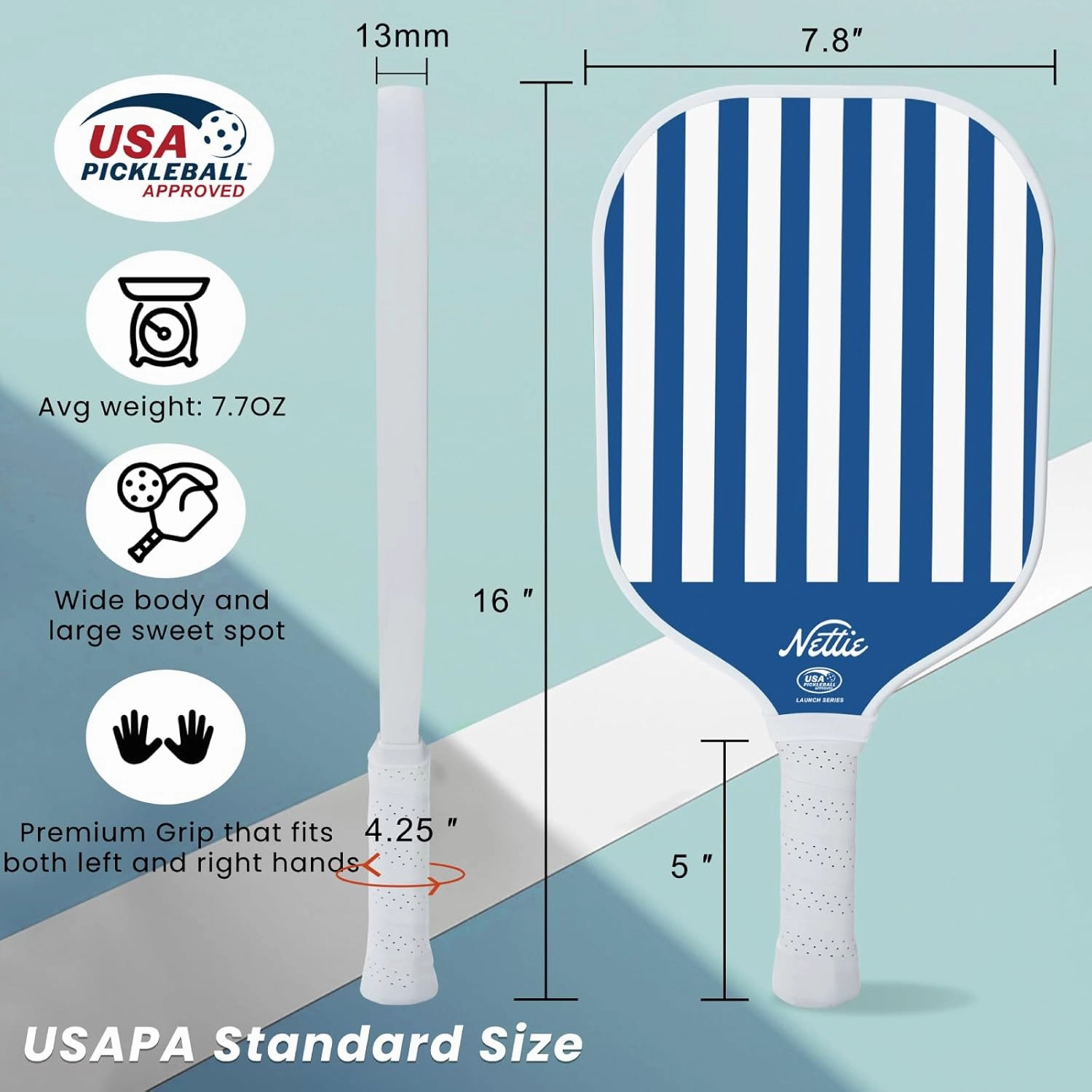 Pickleball Paddles, USAPA Approved Lightweight Durable Pickle Ball Paddle, Fiberglass Pickleball Racket Gift for Women Men Adults