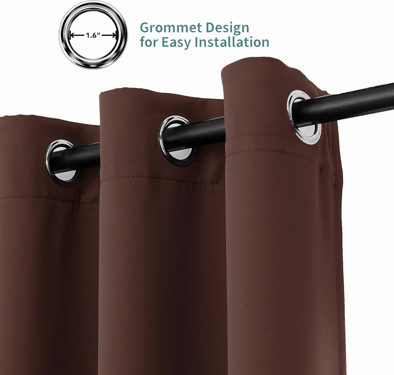Pickluc Grommet Blackout Curtains 84 Inches Long 2 Panels, Light Blocking Window Drapes for Living Room, Thermal Insulated, Noise Reduction, Cappuccino Brown, 52" Wide x 84" Length
