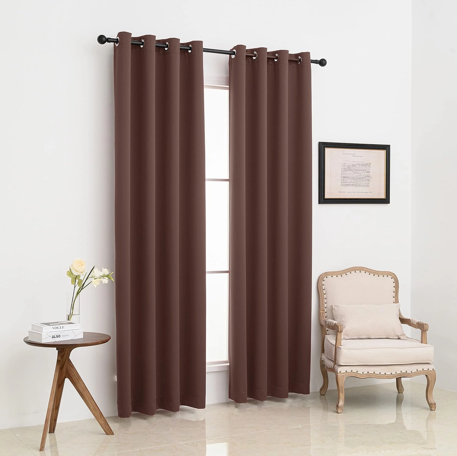 Pickluc Grommet Blackout Curtains 84 Inches Long 2 Panels, Light Blocking Window Drapes for Living Room, Thermal Insulated, Noise Reduction, Cappuccino Brown, 52" Wide x 84" Length