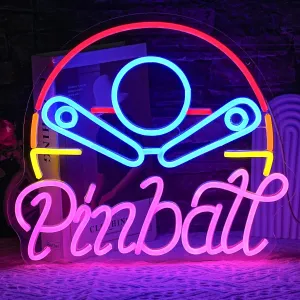 Pinball Neon Sign for Business Game Neon Sign Colorful LED Neon Sign USB Powered LED Neon Light for Bedroom Game Room Mall Game City Man Cave Decoration(14.6"*12.9")