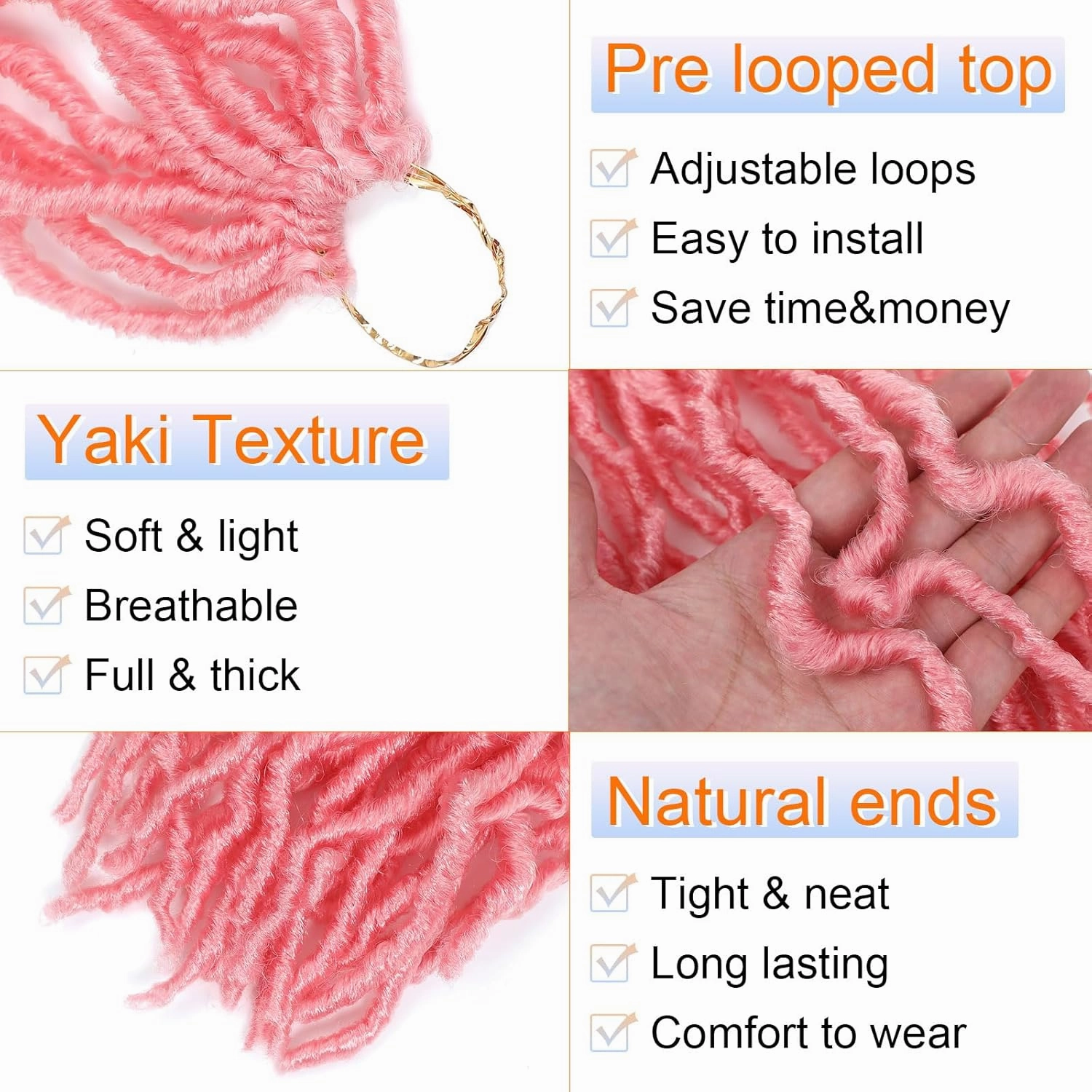 Pink Soft Locs 10 Inch 7 Packs Short Faux Locs Crochet Hair Pre-looped Pink Locs Crochet Hair for Black Women Butterfly Loc Extension(10inch,7packs,Pink)