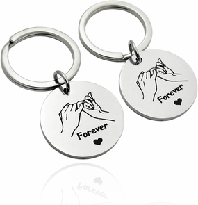 Pinky Promise Keychain 2pcs Double Pinky Swear Key Rings Two Secret Friends BFF Forever Keychains