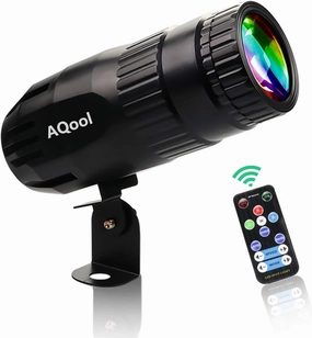 Pinspot Light, AQool Mini 15W Mirror Ball Spotlight, Super Bright RGBW LED Beam Pinspot Lights, Remote Control Stage Lighting for DJ Disco Band Dance Party Show Bar Club Wedding