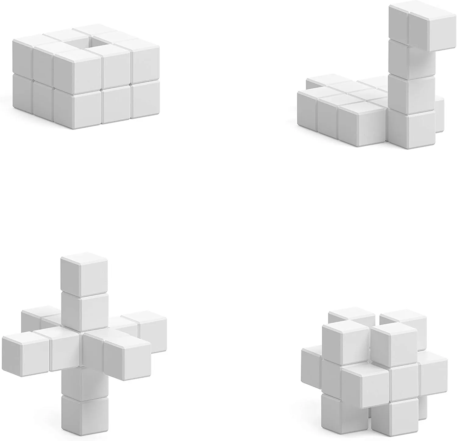PIXIO-16 White Color Series Magnetic Blocks Building Set 16pcs with Free App, Stress Relief Building Blocks, Magnets for Kids, Pixel Art Desk Toy, Fidget Toys