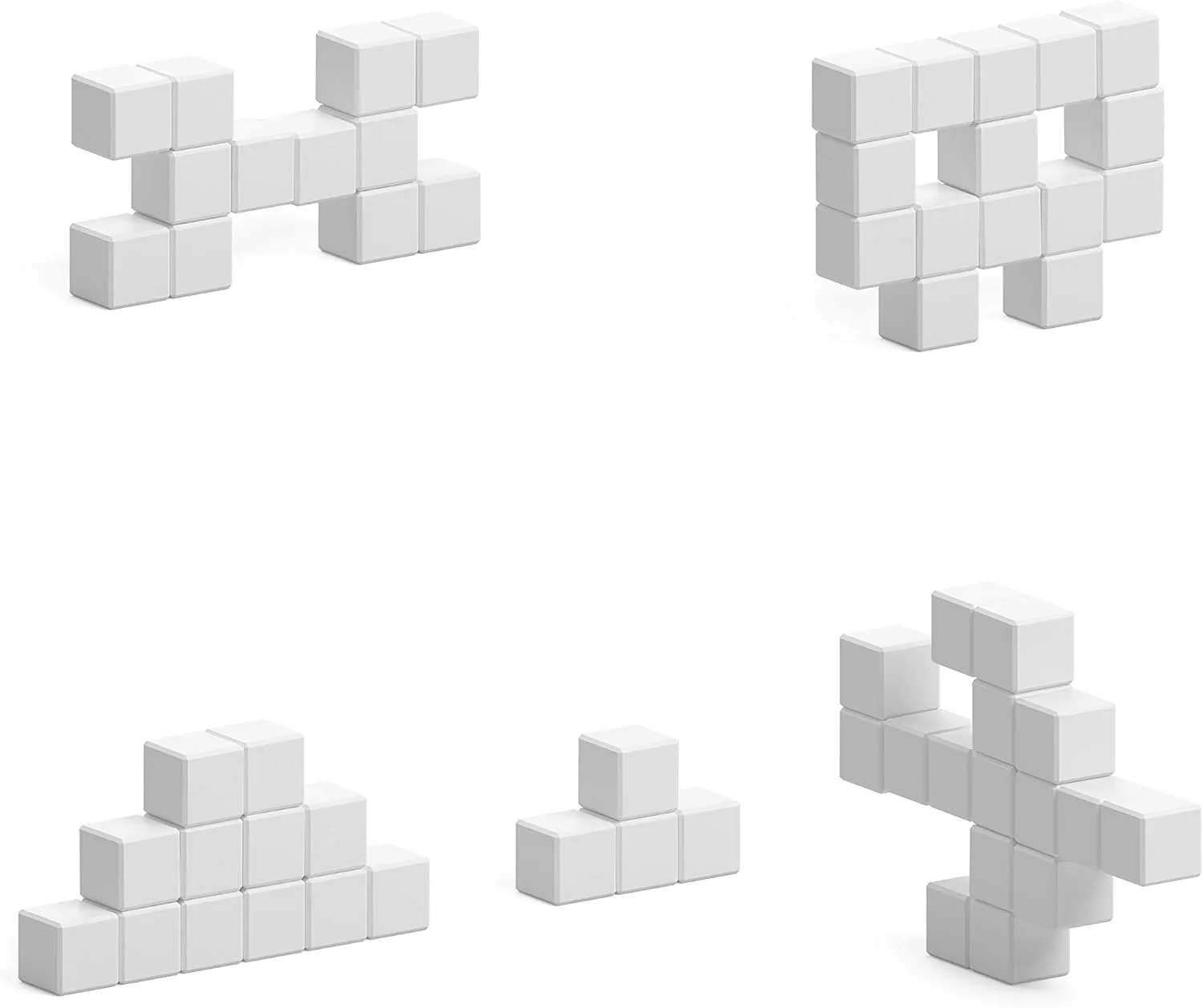 PIXIO-16 White Color Series Magnetic Blocks Building Set 16pcs with Free App, Stress Relief Building Blocks, Magnets for Kids, Pixel Art Desk Toy, Fidget Toys