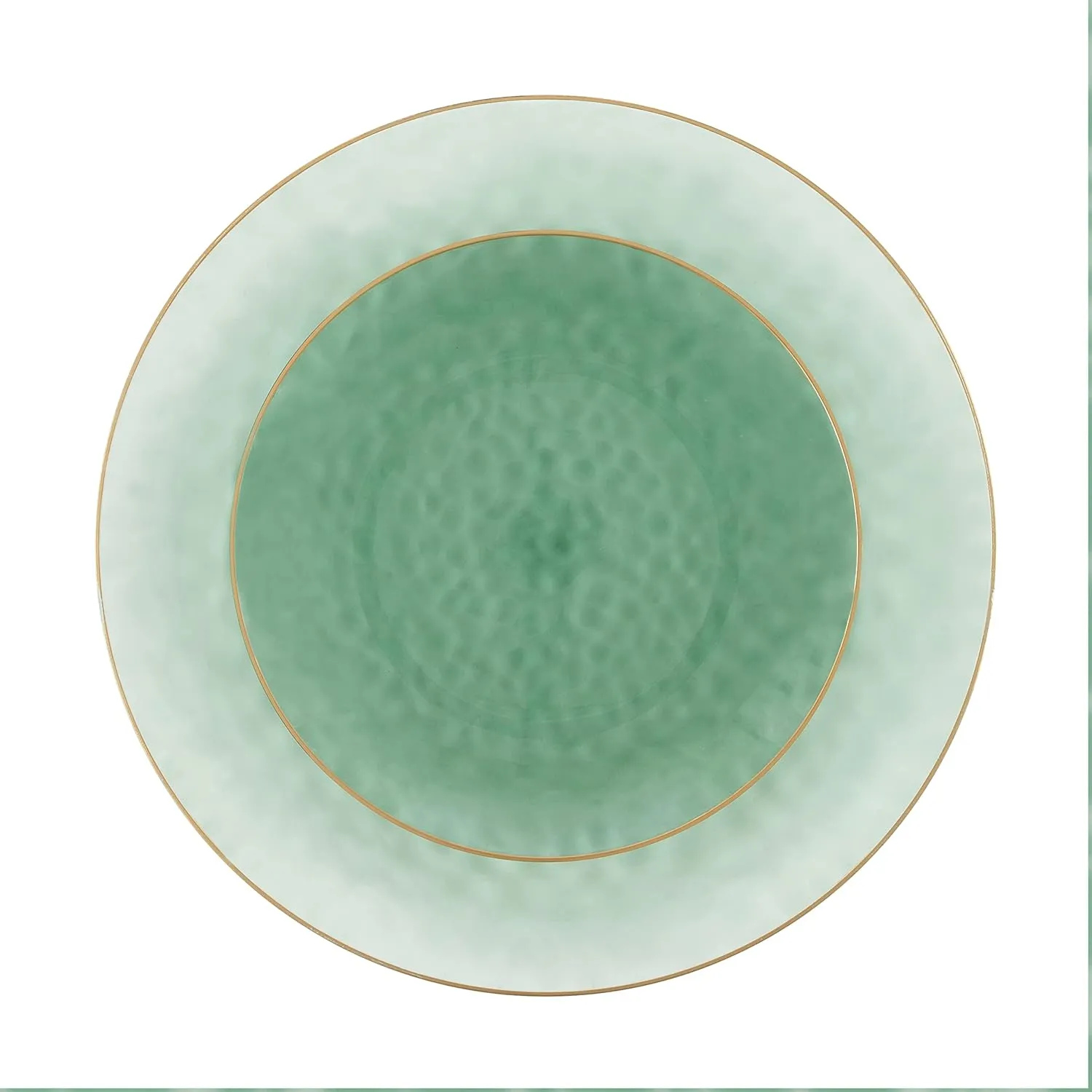 PLASTICPRO 32 Piece Combo Plates Set includes 16-7'' inch Plate & 16-10'' inch Plates Green Hammered Plastic Party Dish Premium ST patricks day Party Dishes