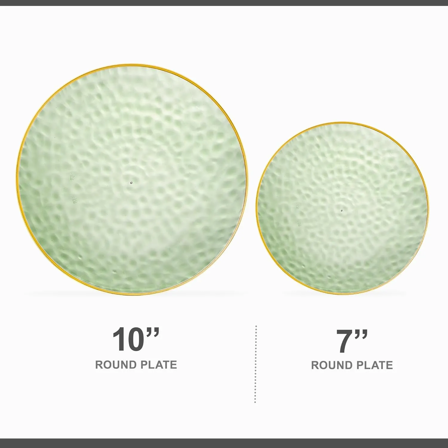 PLASTICPRO 32 Piece Combo Plates Set includes 16-7'' inch Plate & 16-10'' inch Plates Green Hammered Plastic Party Dish Premium ST patricks day Party Dishes