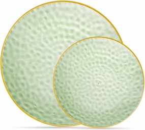 Plasticpro 128 Piece Combo Plates Set includes 64-7'' inch Plates & 64-10'' inch Plates Green Hammered Plastic PartyPlates Premium heavyweight Elegant, Disposable, Tableware, Dishes,