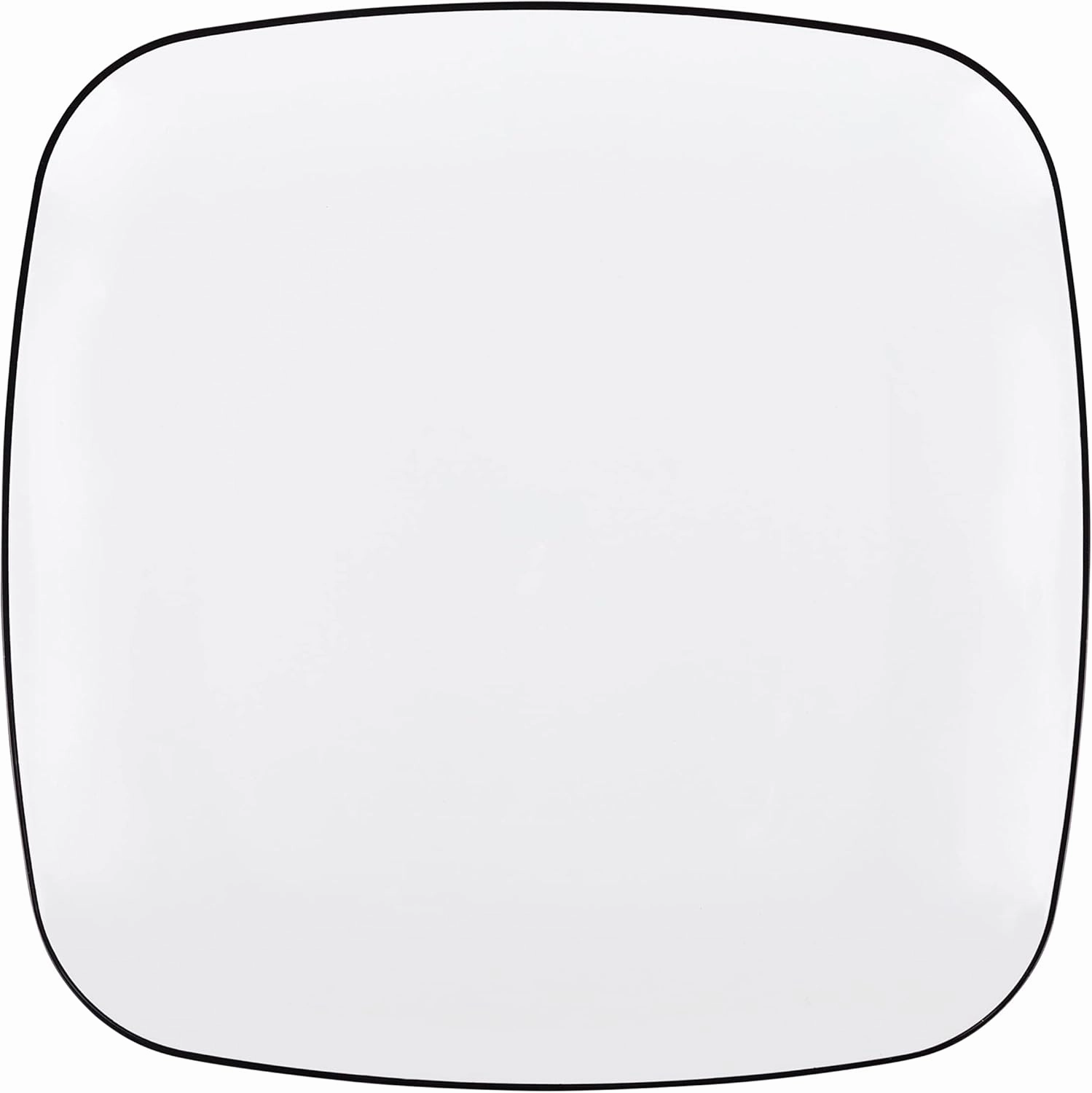 PLASTICPRO Square 32 Piece Combo Plates Set includes 16 x 7'' inch Salad Plates & 16 x 10'' inch Dinner Plates White Plastic withBlack Leaf Design Party Plates, Premium Elegant, Tableware,
