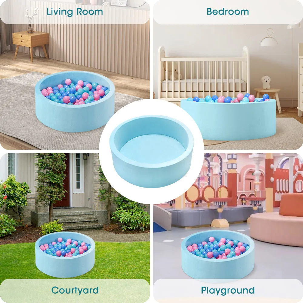 PlayPals Foam Ball Pit Soft Round Ball Pool Playpen Fence with 200 Balls Blue