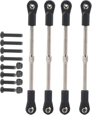 plplaaoo M4 Steering Linkage Rod Set Adjustable 110 120mm for 1/8 RC Racing Truck Car Metal Plastic Material Black Color 4Pcs
