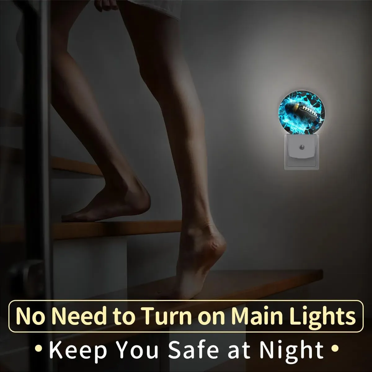 Plug-in Led Night Light with Auto Dusk to Dawn Sensor for Boys Girls Room Decor, Football Wall Lamp Nightlights for Hallway,Bedroom, Kids Room, Kitchen, Stairway, (0.5W, 2 Pack)