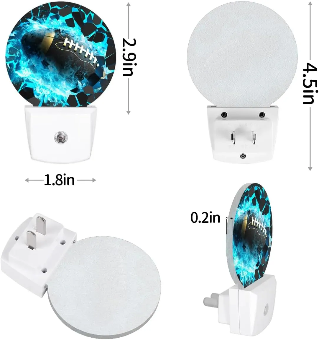 Plug-in Led Night Light with Auto Dusk to Dawn Sensor for Boys Girls Room Decor, Football Wall Lamp Nightlights for Hallway,Bedroom, Kids Room, Kitchen, Stairway, (0.5W, 2 Pack)