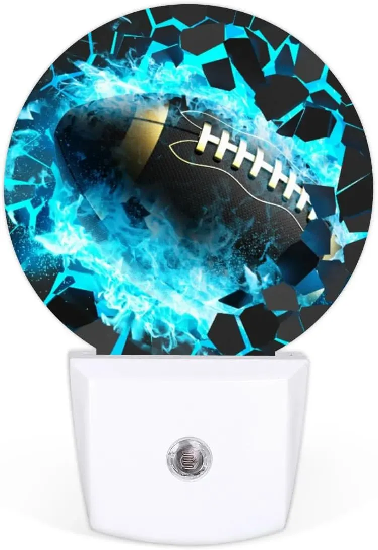 Plug-in Led Night Light with Auto Dusk to Dawn Sensor for Boys Girls Room Decor, Football Wall Lamp Nightlights for Hallway,Bedroom, Kids Room, Kitchen, Stairway, (0.5W, 2 Pack)