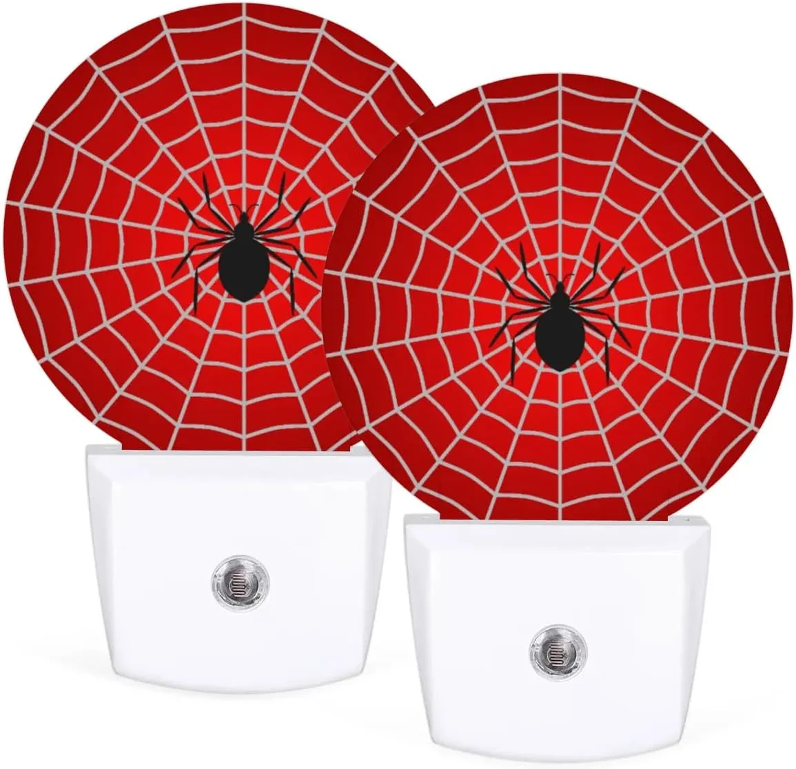 Plug-in Led Night Light with Auto Dusk to Dawn Sensor for Boys Girls Room Decor, Red Spider Web Wall Lamp Nightlights for Hallway,Bedroom, Kids Room, Kitchen, Stairway, (0.5W, 2 Pack)