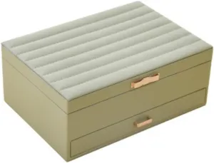 Portable Double-Layer Jewelry Storage Box – European Style PU Leather Organizer for Earrings, Rings, Watches & Accessories – Ideal Gift for Women