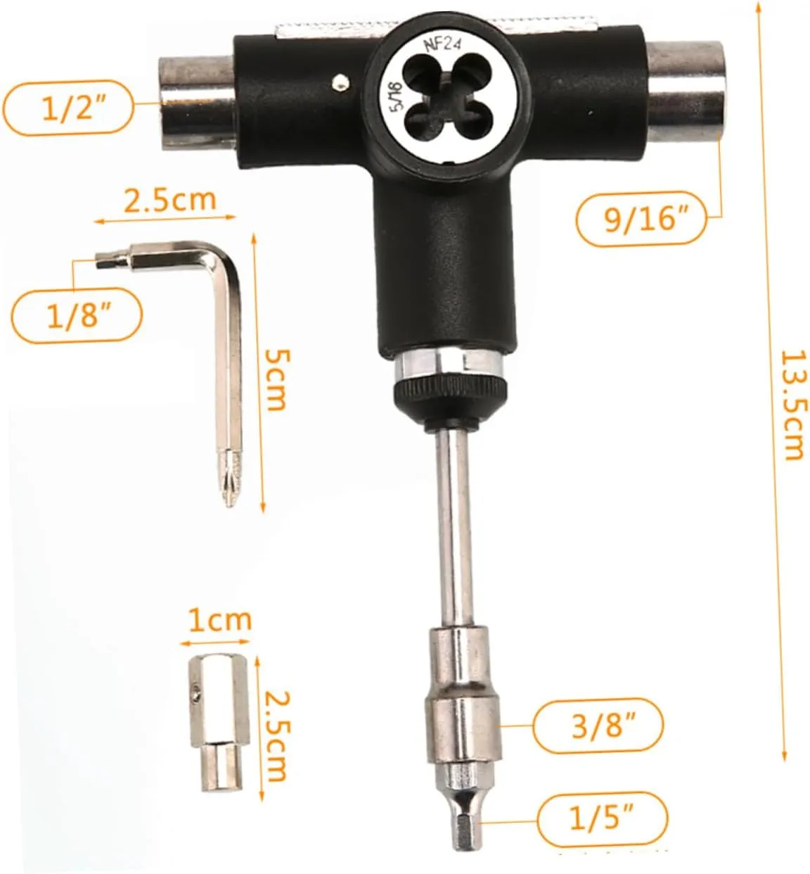 Portable Skate Tool Skate Board Multi-Function Skateboard t Tool All in One Skate Tool Skateboard Tool