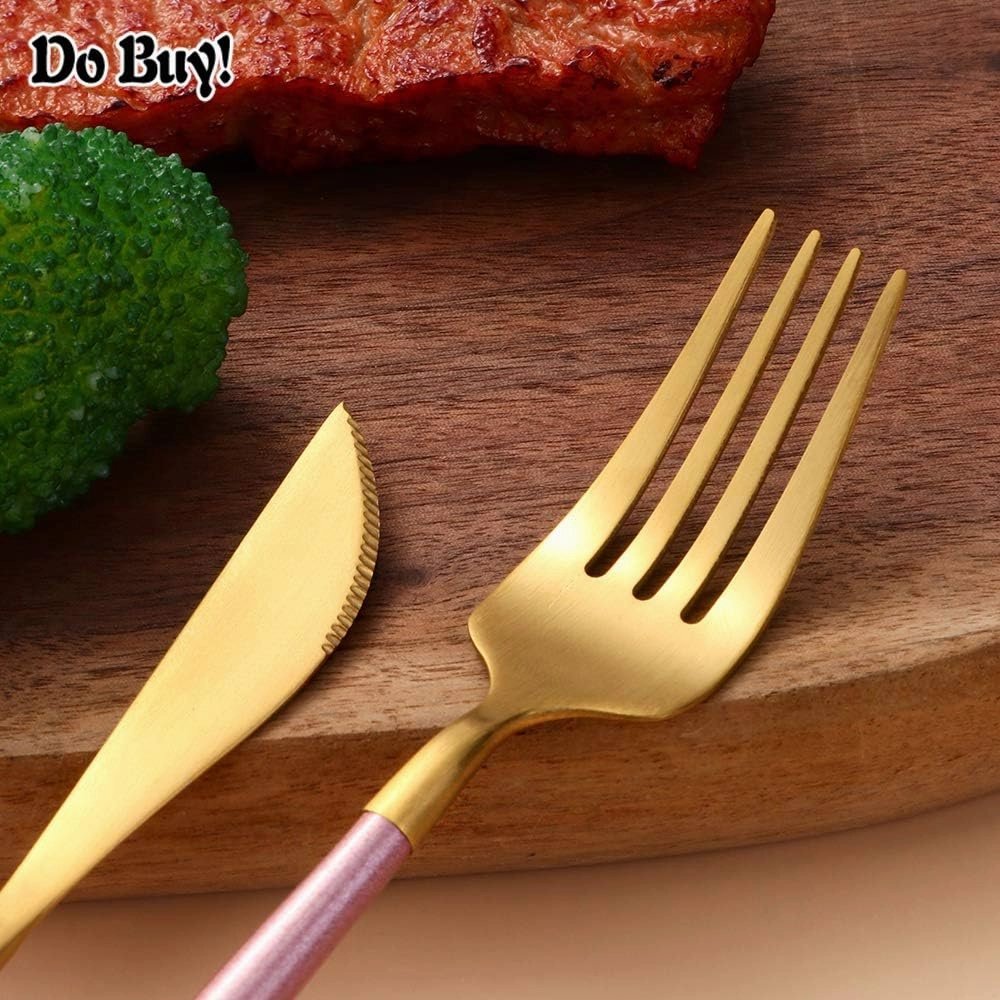 Portable & Reusable Stainless Steel Travel Cutlery Set，Folding Utensil Set with Case ，for Camping, Picnic, Office and On-The-Go (Pocket Sized Flatware Set) (Black) (Black Gold)