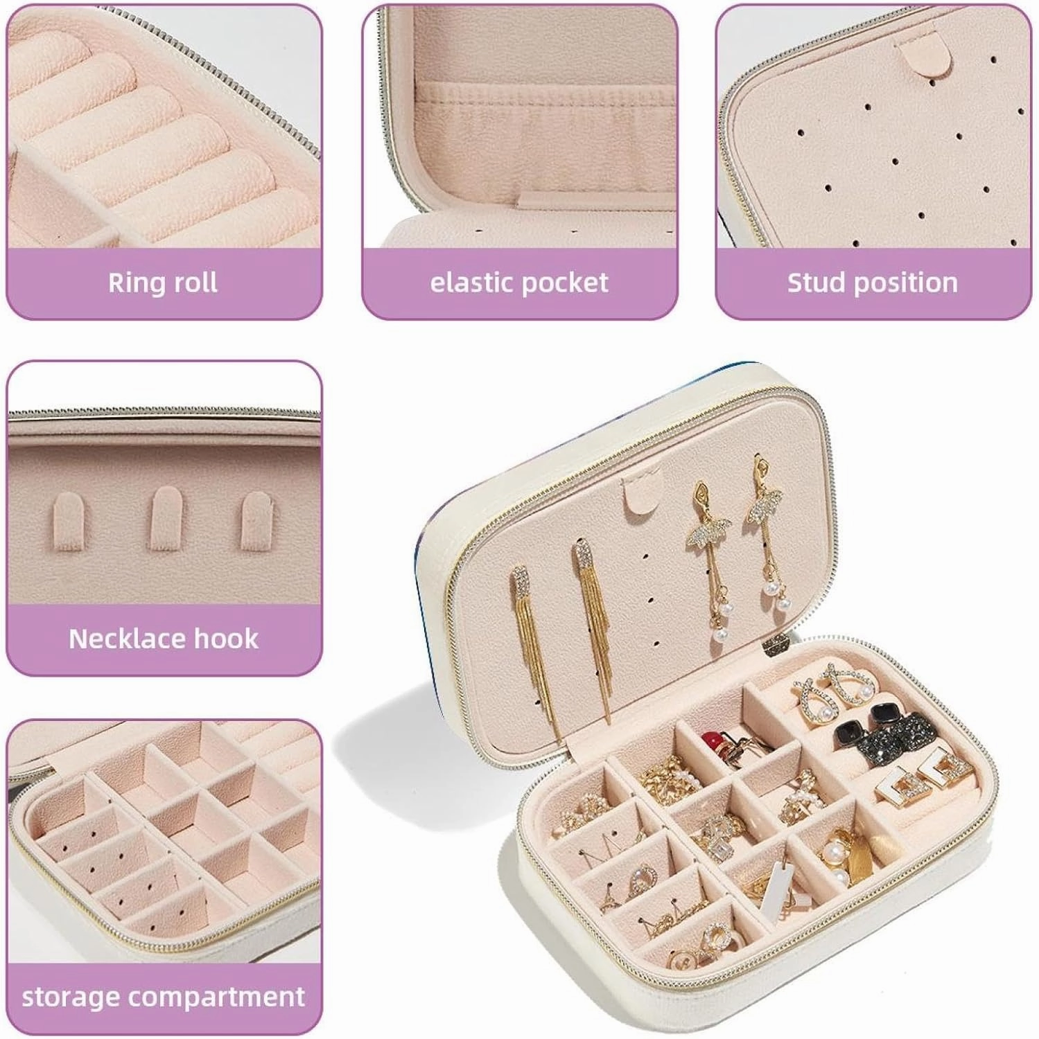 Portable Travel Mini Jewelry Box Velvet Jewellery Ring Organizer Case Galaxy Cosmic Unicorns
