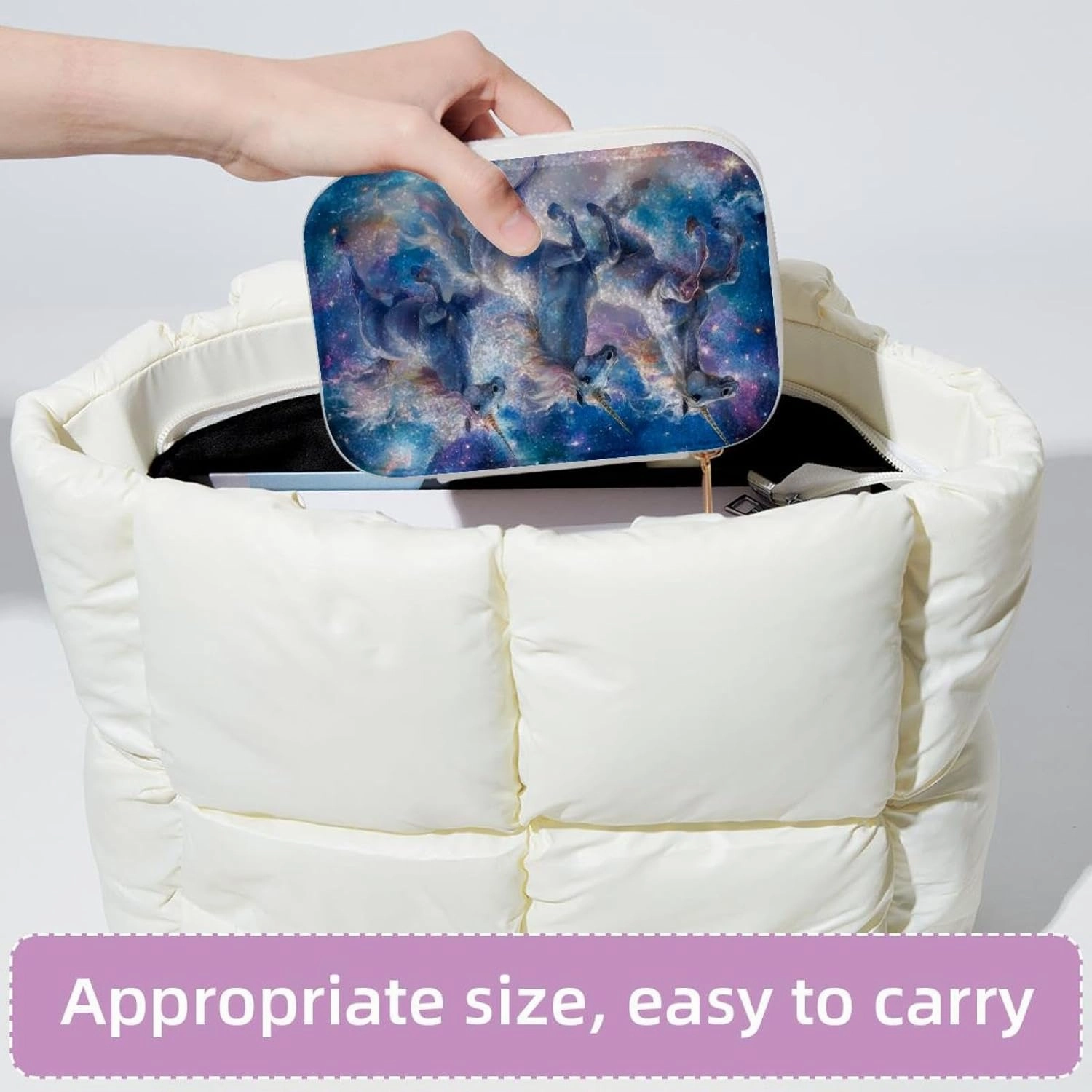 Portable Travel Mini Jewelry Box Velvet Jewellery Ring Organizer Case Galaxy Cosmic Unicorns