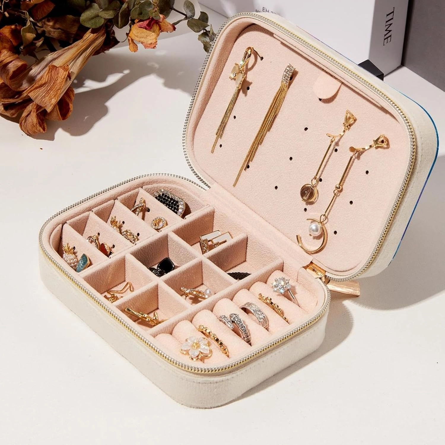 Portable Travel Mini Jewelry Box Velvet Jewellery Ring Organizer Case Galaxy Cosmic Unicorns