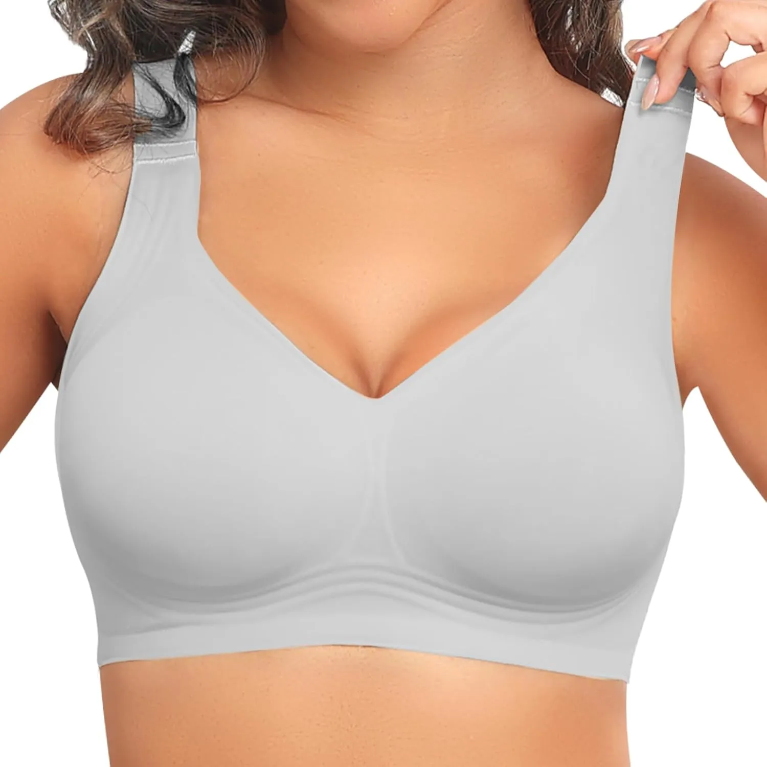 PoseFree Womens Seamless Wireless Supportive Bra Push Up Comfort Soft No Underwire Full Coverage T-Shirt Bra