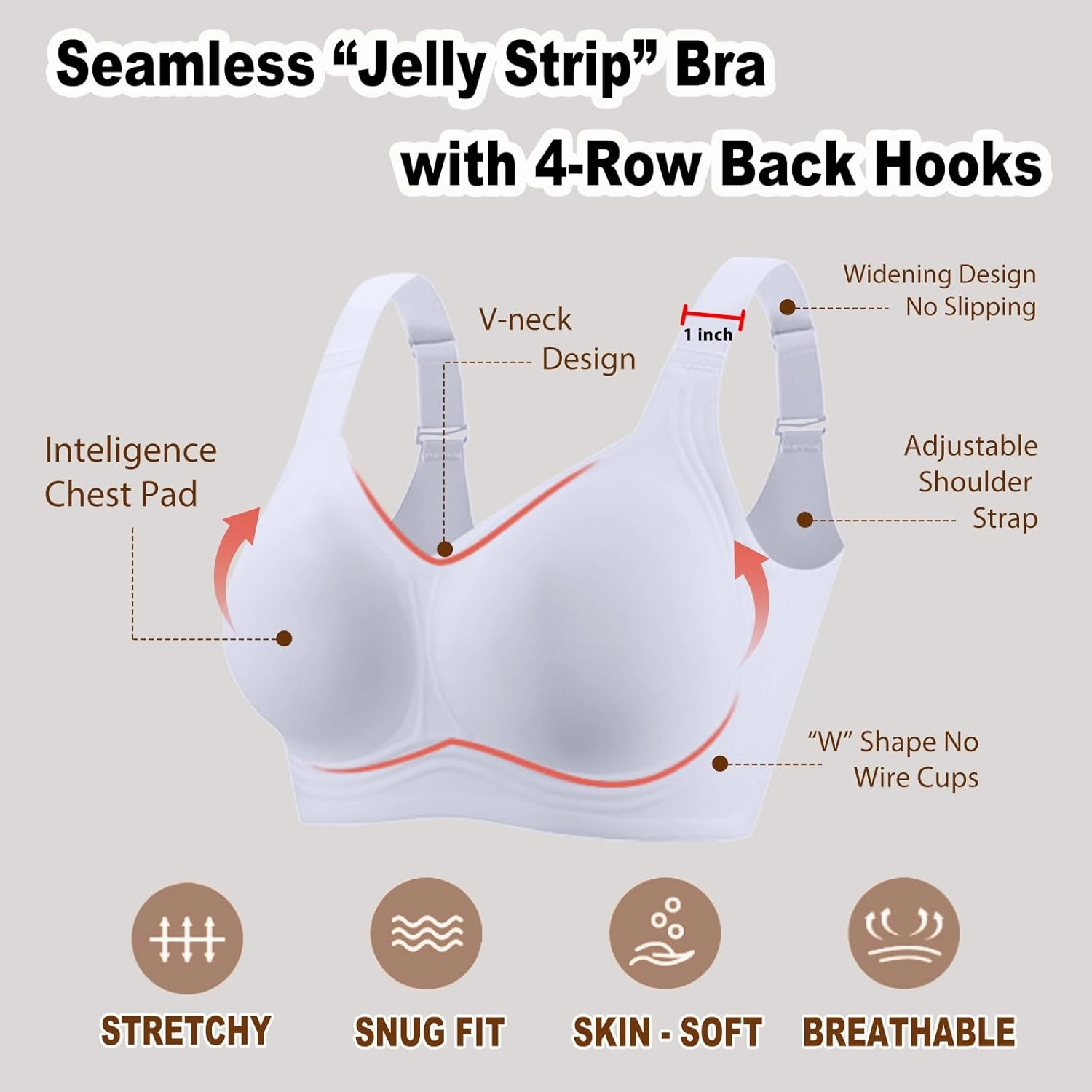 PoseFree Womens Seamless Wireless Supportive Bra Push Up Comfort Soft No Underwire Full Coverage T-Shirt Bra