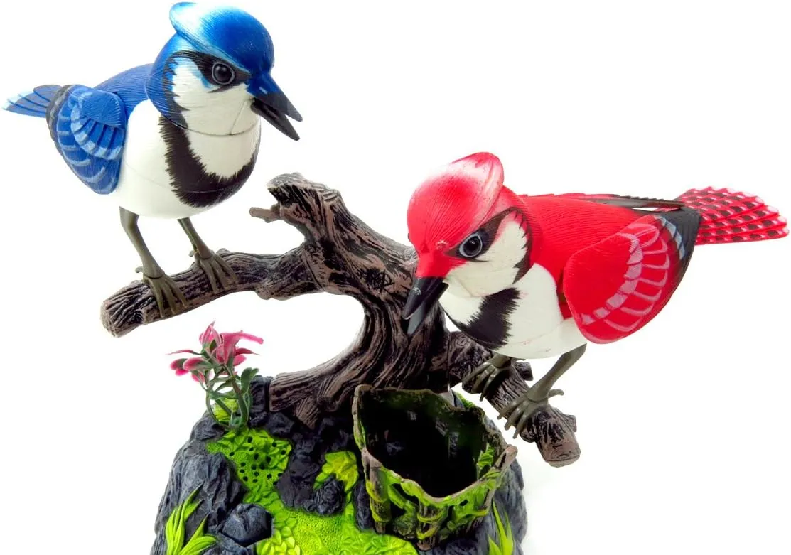 PowerTRC Baltimore Blue Jay Set | Realistic Birds | Toy Bird Pets | Sound Activated | for Enchanting Indoor Ambiance (2 Set)