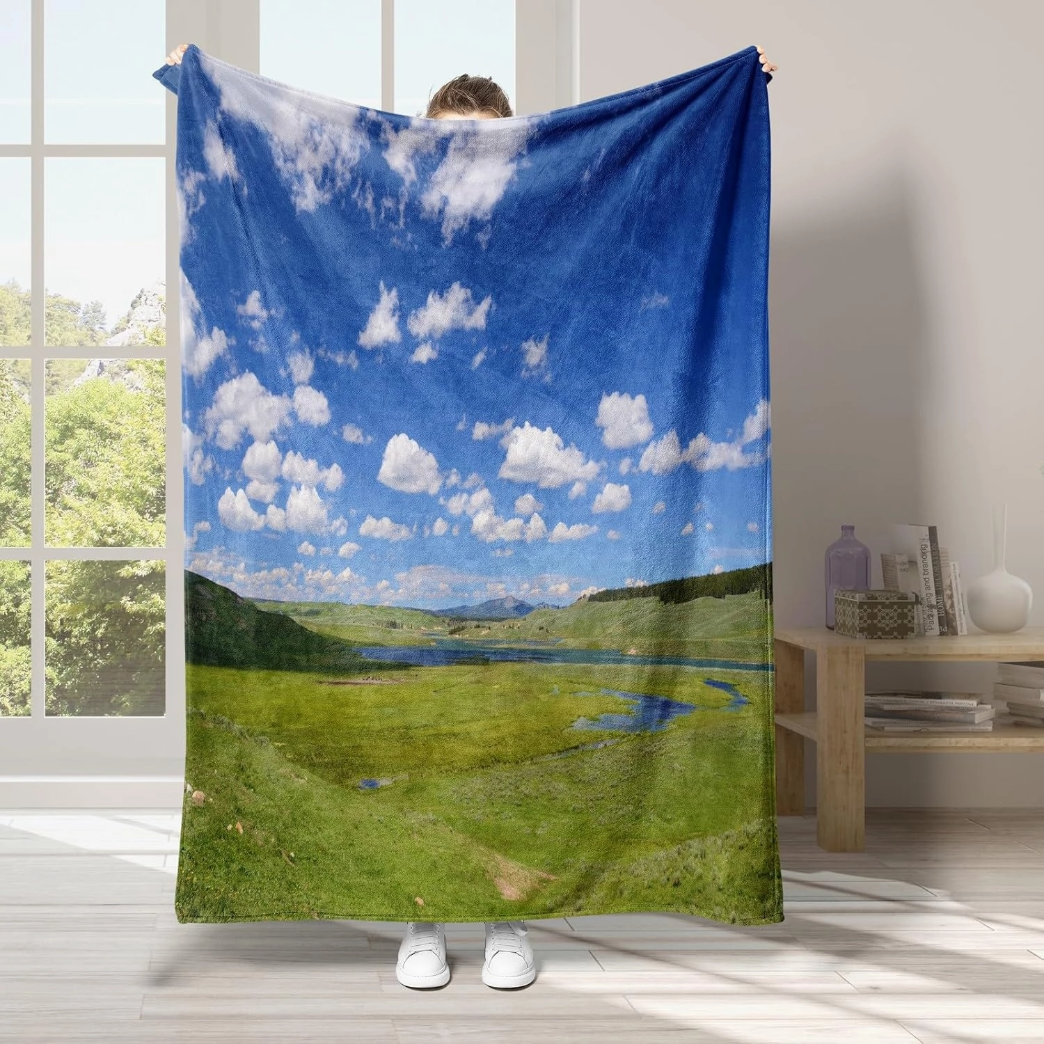 Prairie Blanket Gifts for Women Men, Sky 3D Printed Flannel Throw 60"x80", Lightweight Warm Plush Throw Blankets for Suitable for All Seasons