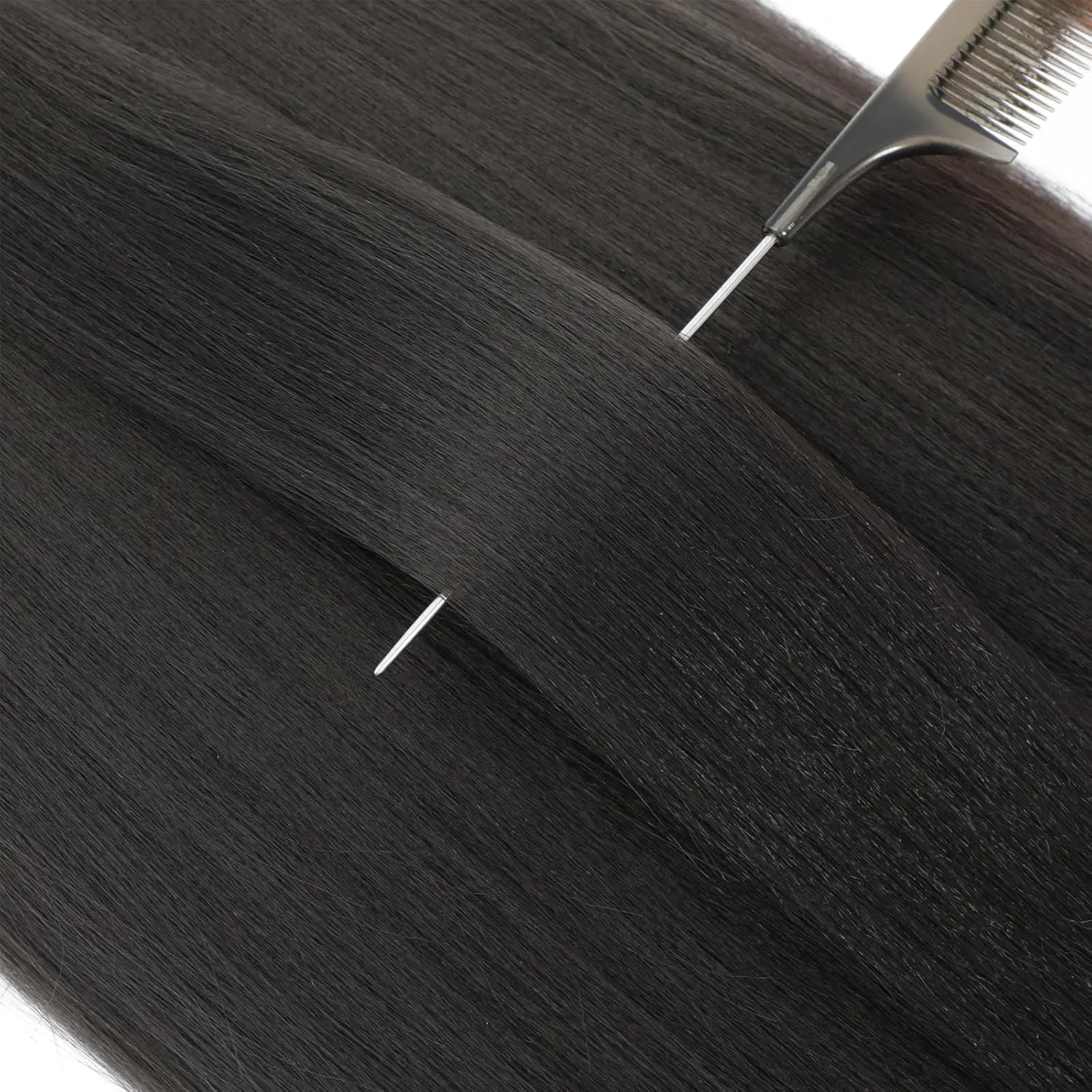 Pre Stretched Braiding Hair Dark brown Yaki Straight 26inch 8 Packs Crochet Braiding Hair Hot Water Setting Synthetic Hair Extension for Braids (Dark Brown 4#, 26inch)