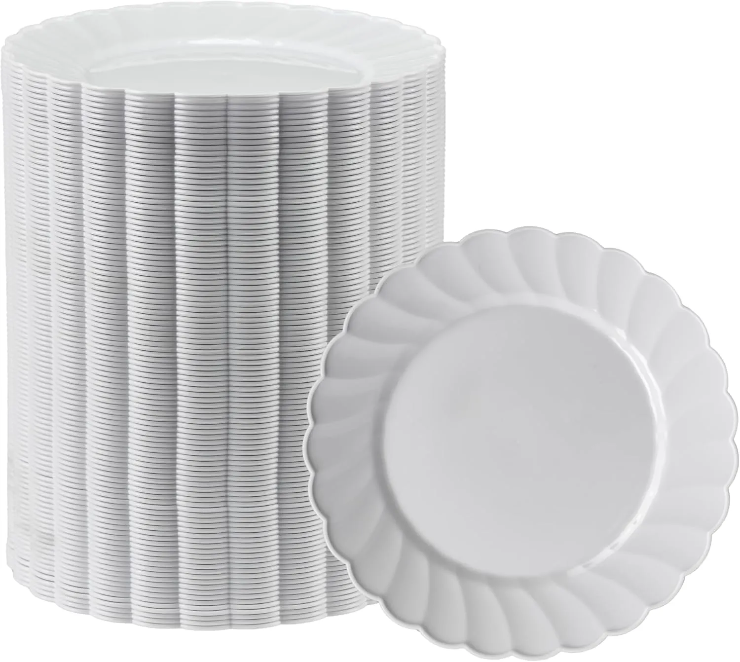 Premium Hard Plastic Round White Plates – 100 x 6” -Washable & Reusable - Party Supplies For Birthdays, Celebrations, Buffets, Fiestas, Catering & More