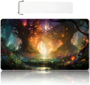 Premium Stitched MTG Playmat with Zones and Non-Slip Rubber Backing - TCG Play Mat for MTG and Other Card Games - Colorful Design with Vintage Look and Feel (DKT (60),No Zones)