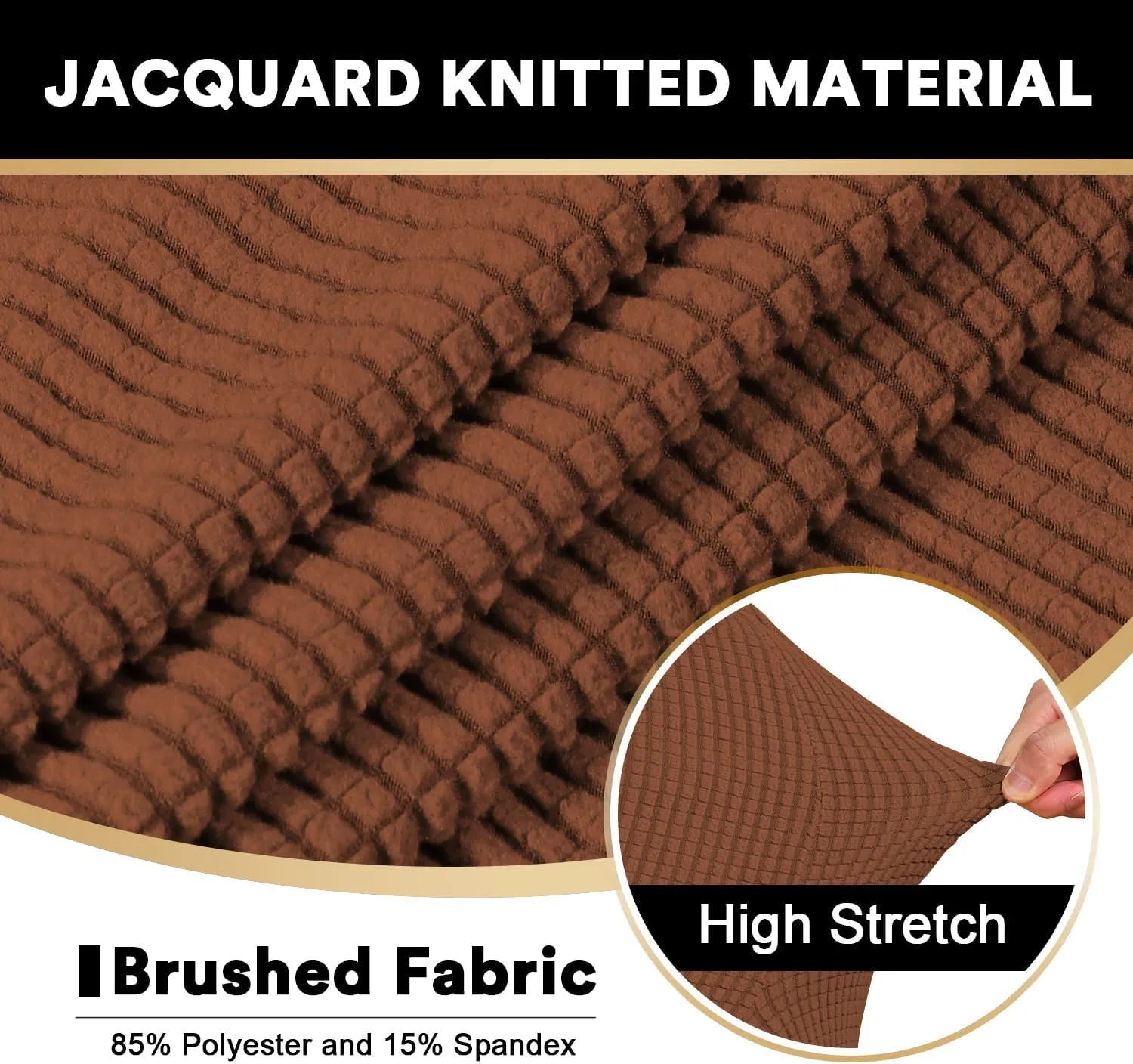 PrinceDeco T Cushion Sofa Slipcover 4 Pieces Sofa Covers for T Cushion Couch Soft Couch Cover (72"-90") Sofa Slip Cover Furniture Covers with 3 Individual T Shape Seat Covers Washable, Caramel