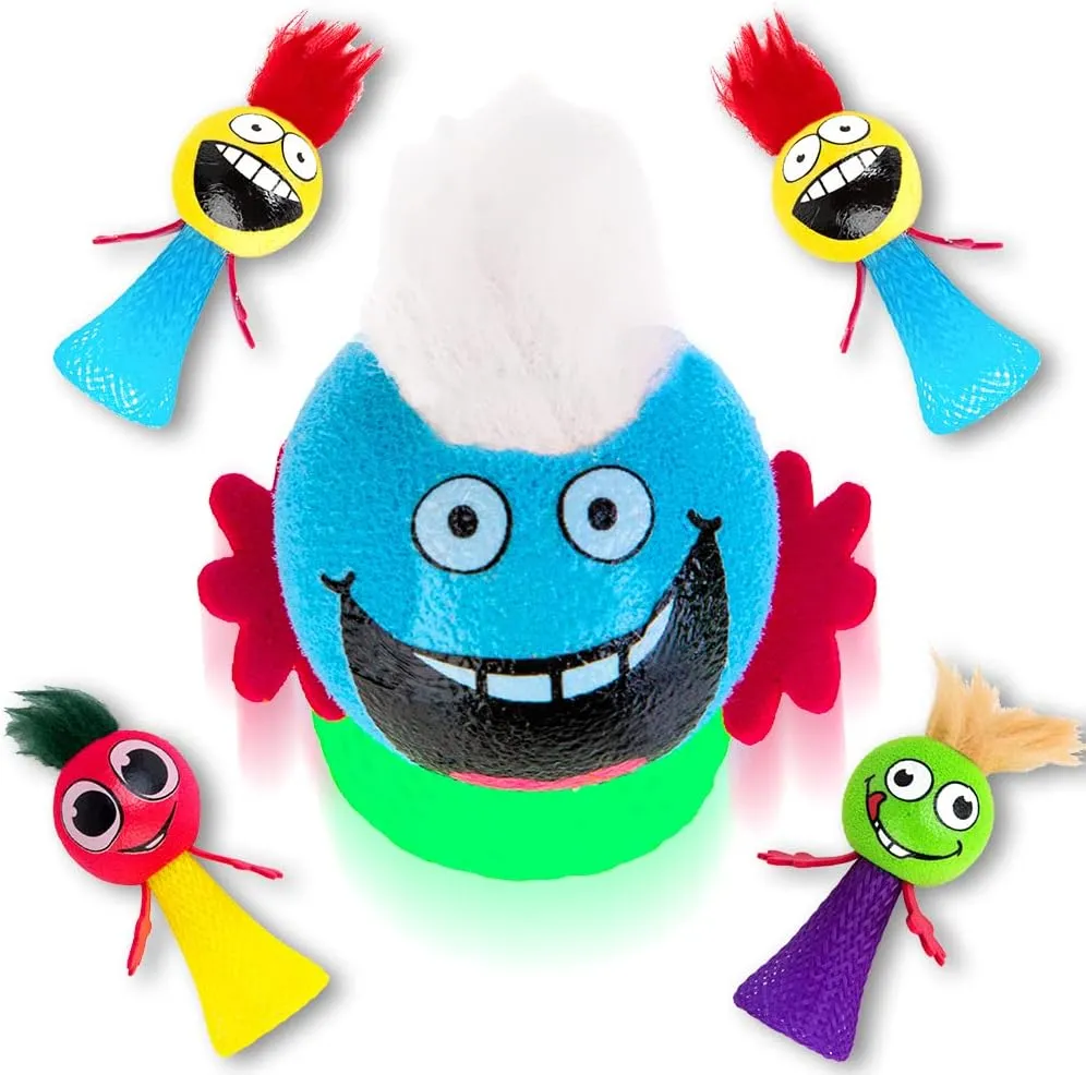 PROLOSO 40 Pcs Jumping Toys Popper Spring Launchers Bouncy Ball Hair Man