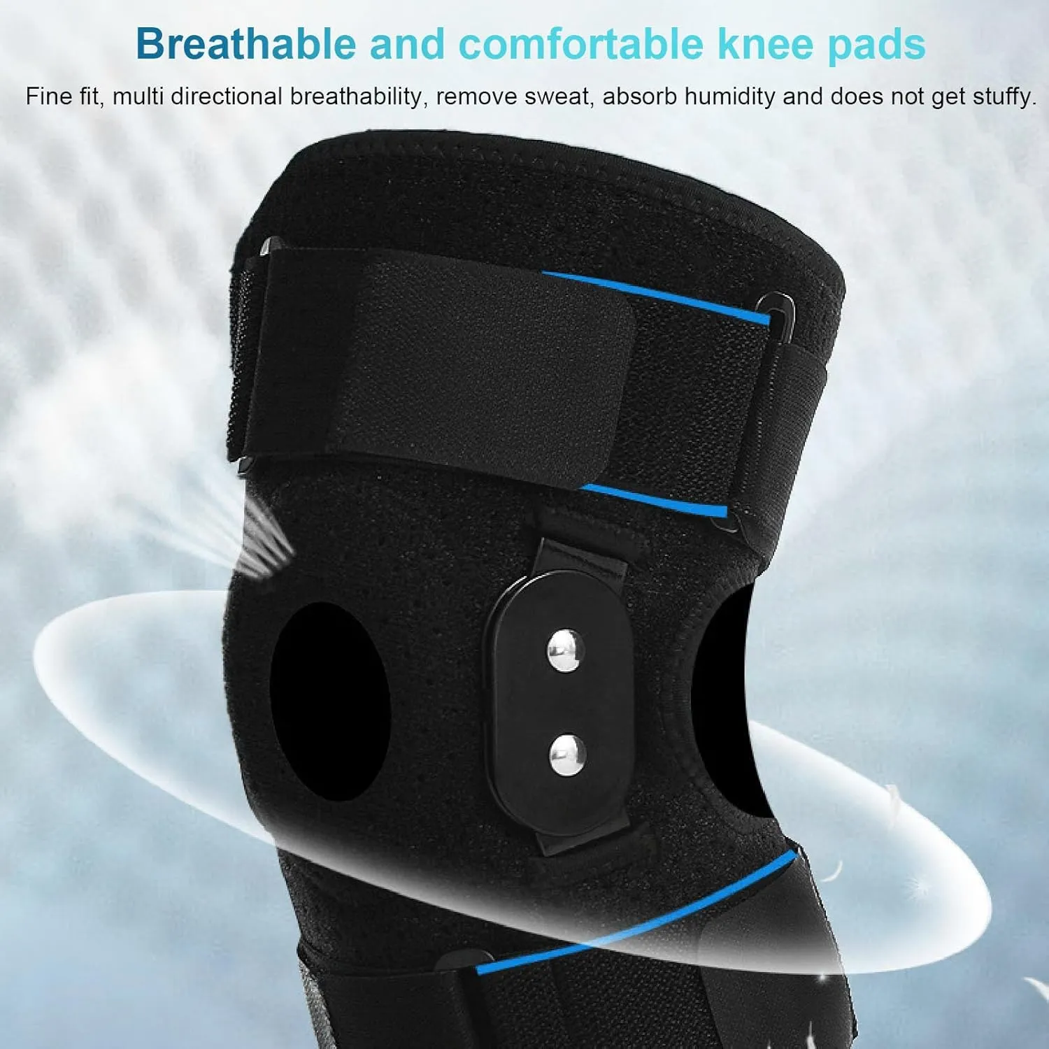 Protective Knee Pad, Breathable Shock Absorbing Foldable Aluminum Plate Knee Brace for Running Basketball Riding (Blue)