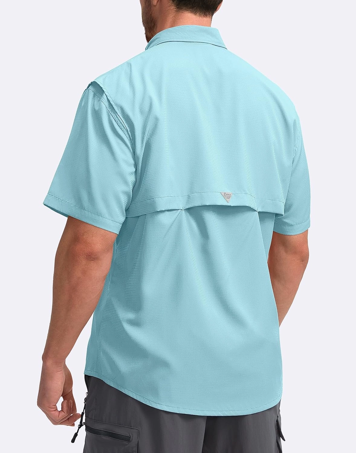 Pudolla Men's Fishing Shirts with Short Sleeves, Summer Travel Work Shirts, Button Down with UPF50  and Zipper Pockets