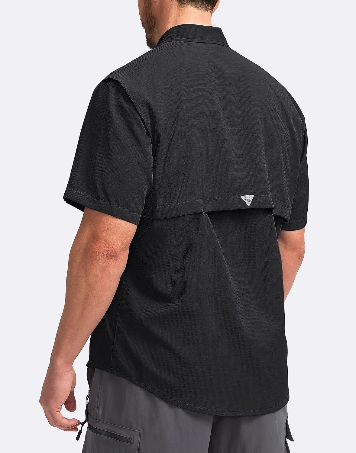 Pudolla Men's Fishing Shirts with Short Sleeves, Summer Travel Work Shirts, Button Down with UPF50  and Zipper Pockets