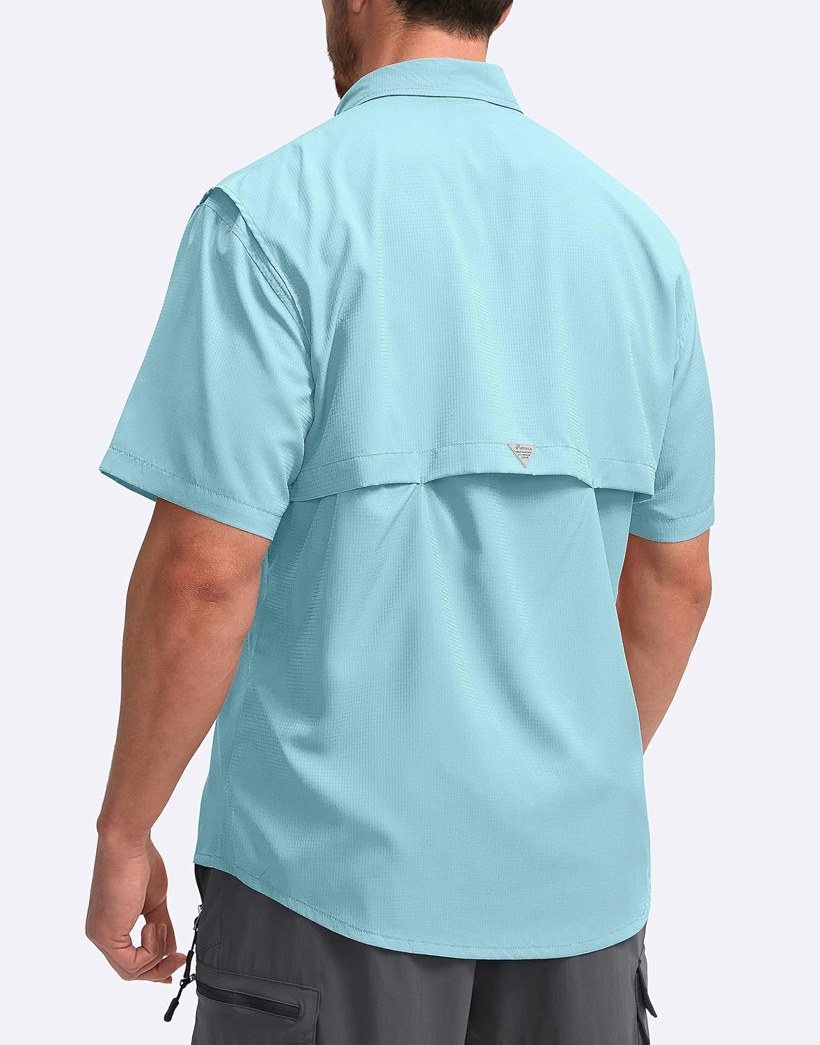 Pudolla Men's Fishing Shirts with Short Sleeves, Summer Travel Work Shirts, Button Down with UPF50  and Zipper Pockets