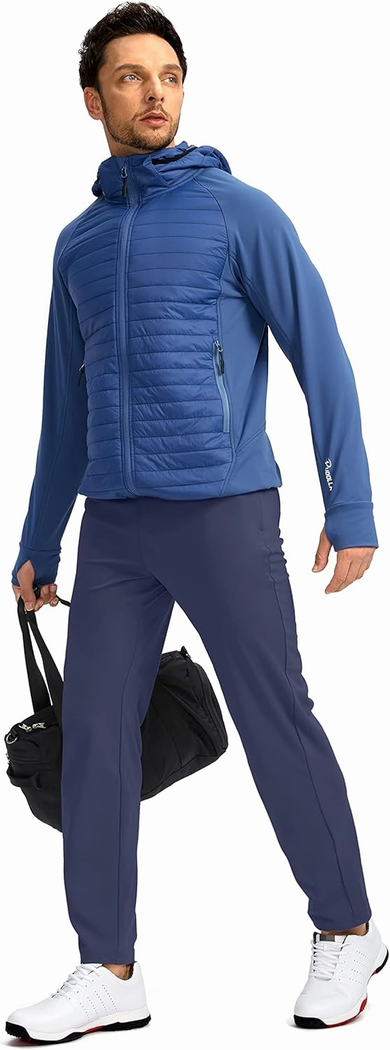 Pudolla Men's Golf Pants Stretch Sweatpants with Zipper Pockets Slim Fit Work Casual Joggers Pants for Men