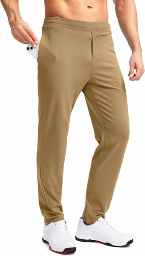 Pudolla Men's Golf Pants Stretch Sweatpants with Zipper Pockets Slim Fit Work Casual Joggers Pants for Men