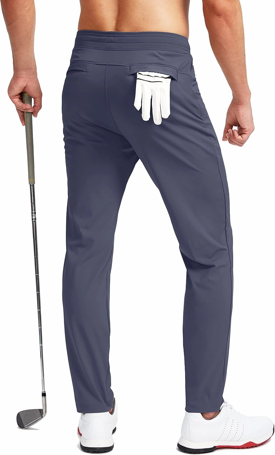 Pudolla Men's Golf Pants Stretch Sweatpants with Zipper Pockets Slim Fit Work Casual Joggers Pants for Men