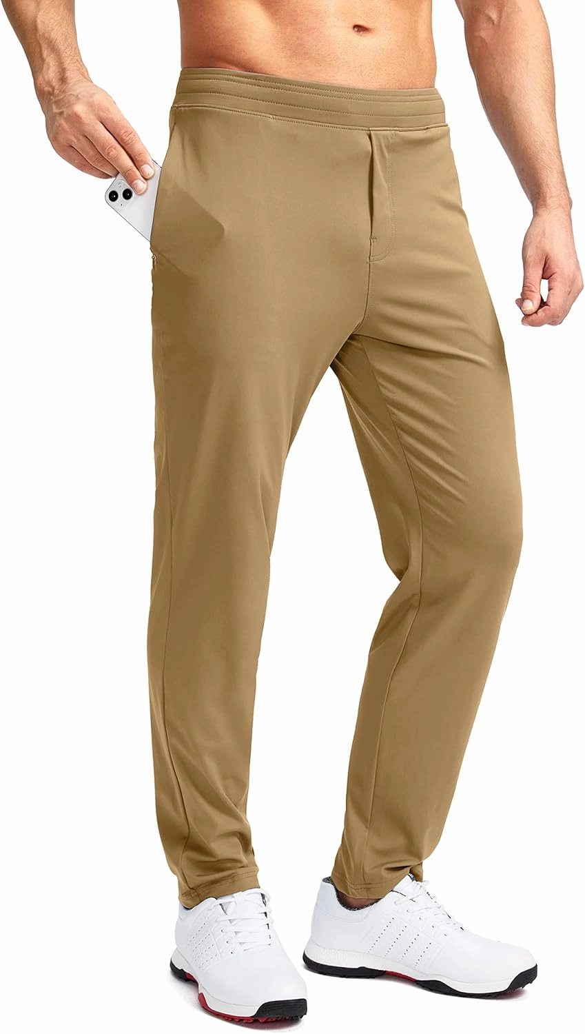 Pudolla Men's Golf Pants Stretch Sweatpants with Zipper Pockets Slim Fit Work Casual Joggers Pants for Men