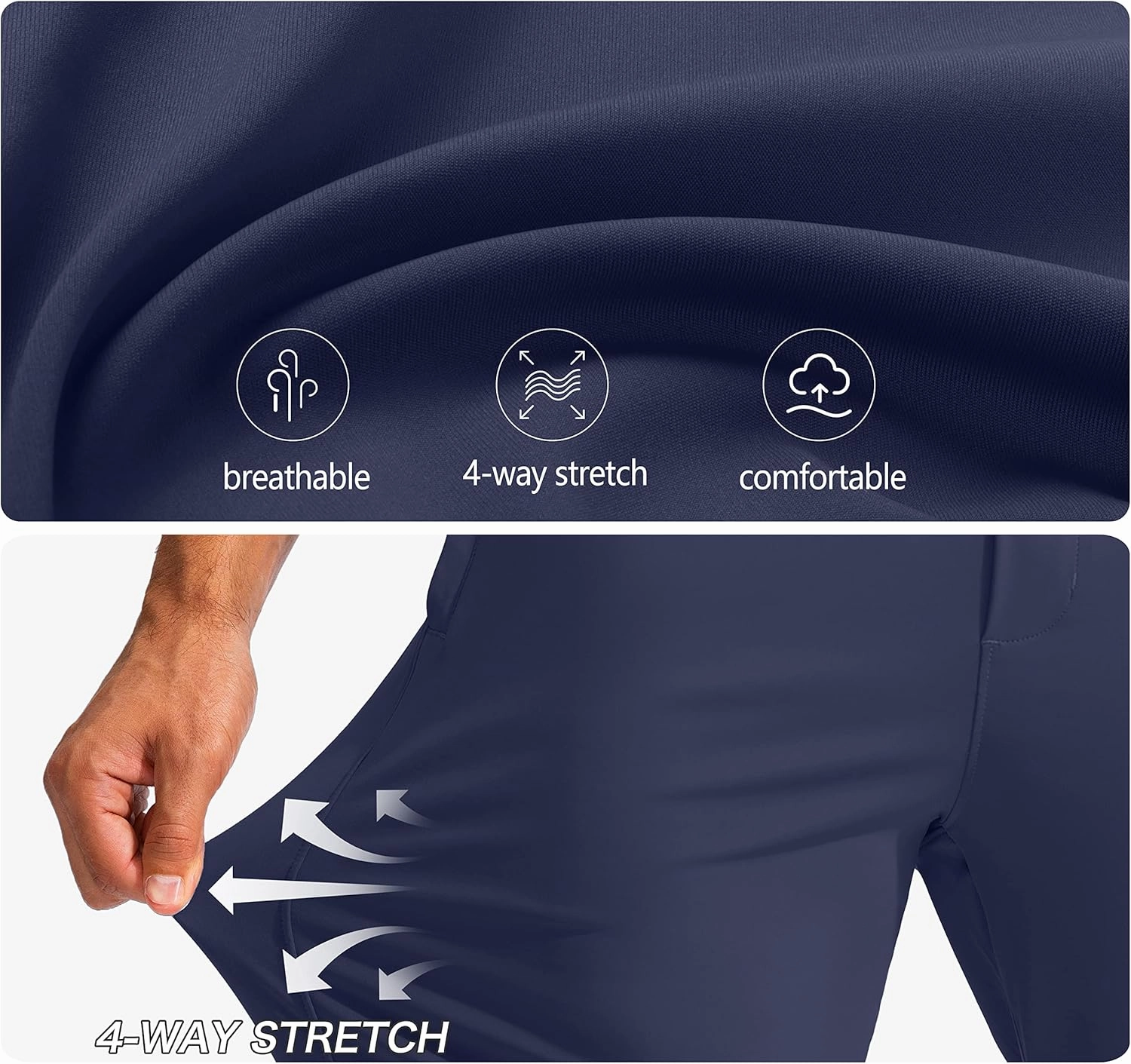 Pudolla Men's Golf Pants Stretch Sweatpants with Zipper Pockets Slim Fit Work Casual Joggers Pants for Men