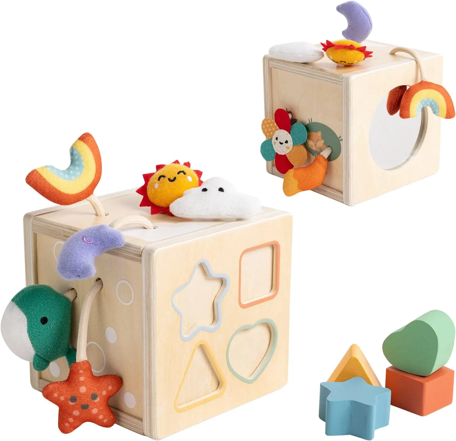 Pull String Activity Toy, Montessori Toys for Babies 6-12 Months, Wooden Activity Cube Baby Sensory Toys for 1 Year Old Boy Girl, Early Learning Baby Infant Toy 6 to 12 Months