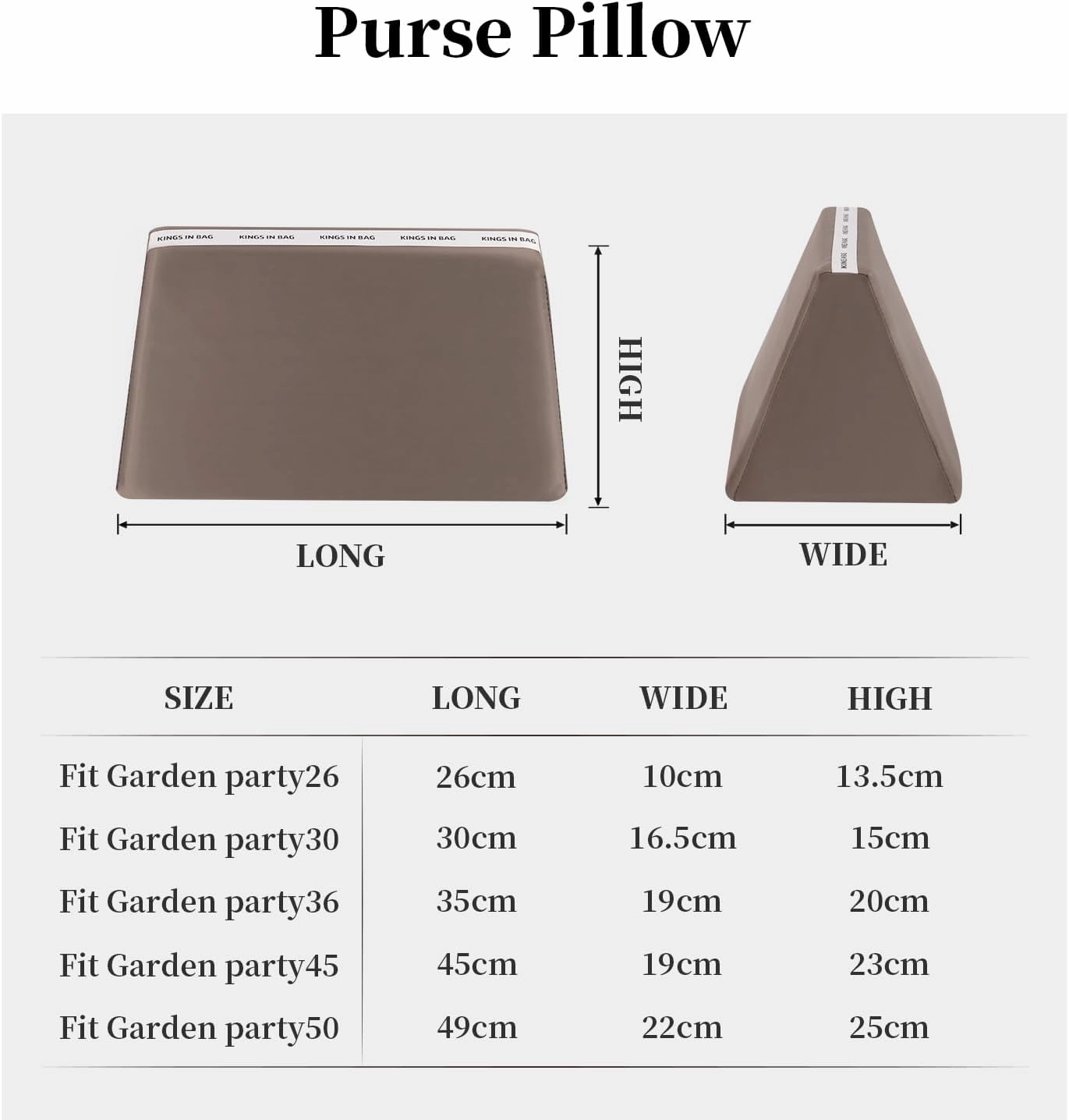Purse Shaper Insert for Garden Party 30 Bag, Tote Bag Pillow to Keep Shape, Soft Satin Surface with Memory Foam Inner without Overfull (Etoupe Grey, GP30)