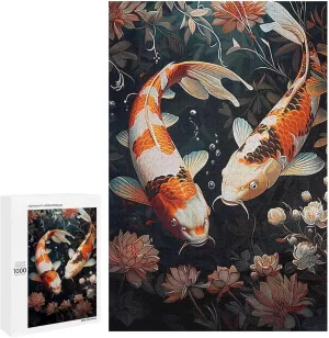 Puzzles for Adults 1000 Pieces - Koi Fish Swim Koi Funny Educational Puzzles, Birthday Christmas Valentine's Day Gift